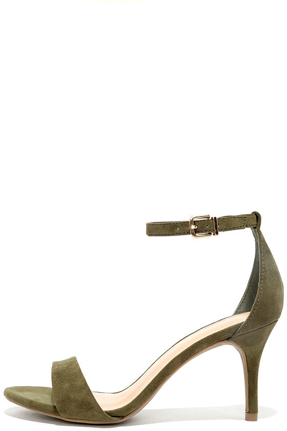 olive strappy heels