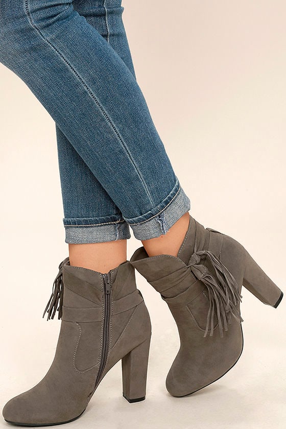Effie Taupe Suede Ankle Booties