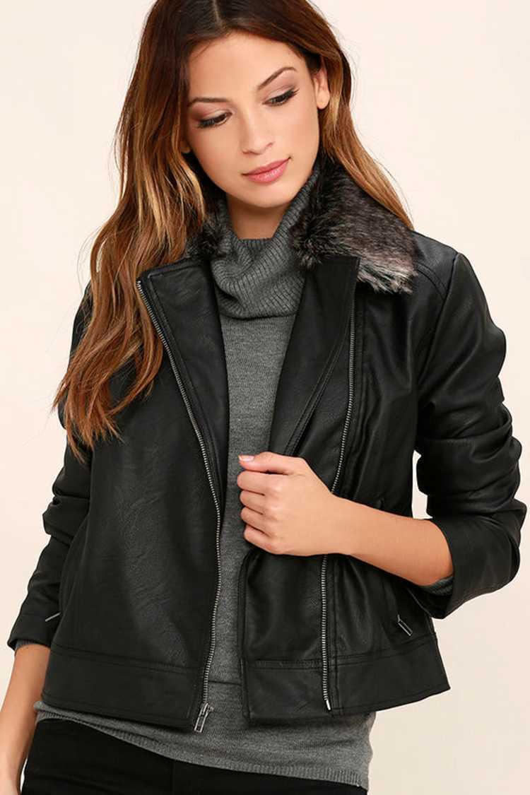 Jack by BB Dakota Leonce - Black Vegan Leather Jacket - Faux Fur Jacket -  $75.00 - Lulus