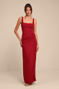 Glamorous Disposition Rust Ruched Maxi Dress 2