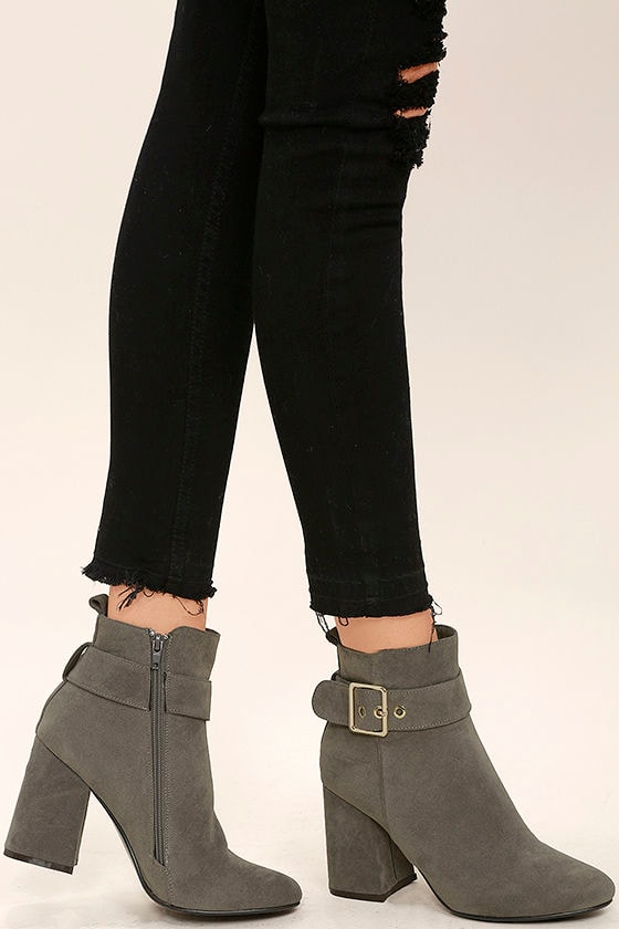 dark grey ankle booties