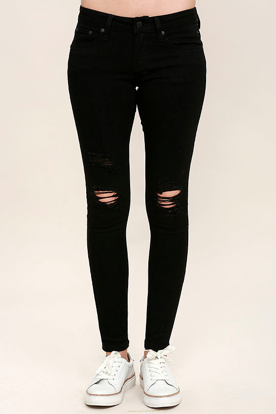 Black Distressed Skinny Jeans