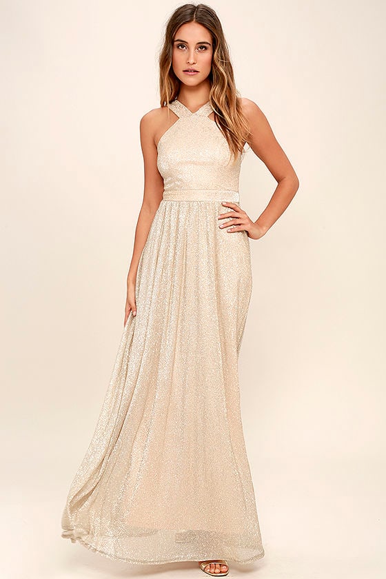 Always Moving Gold Maxi Dress