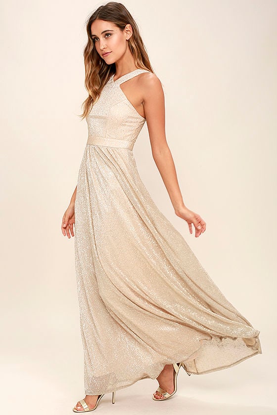 lulus gold maxi dress