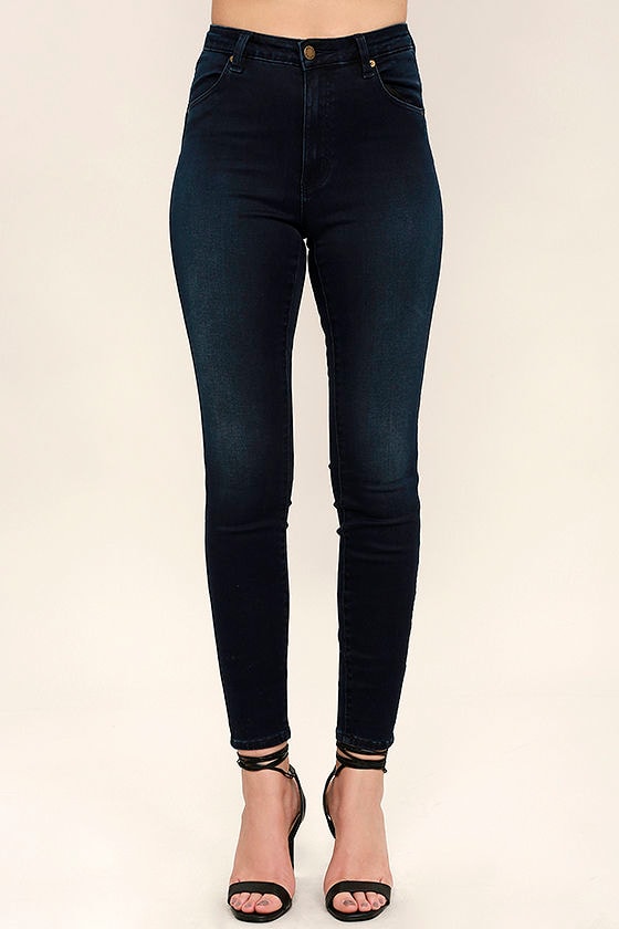 Rollas Westcoast Jeans - Dark Blue Jeans - High-Waisted Jeans - Skinny ...