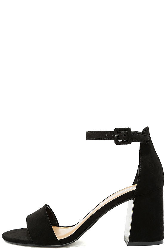 Tamra Black Suede Ankle Strap Heels 2