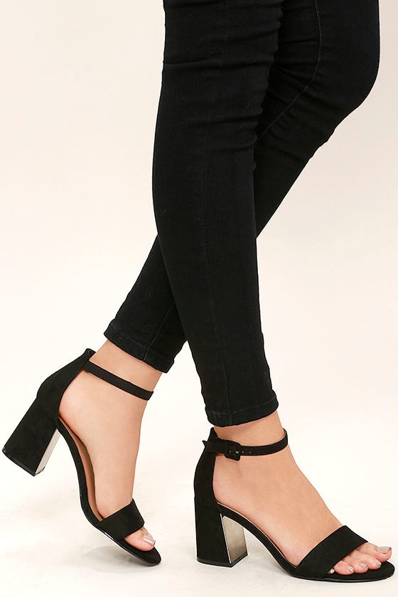 lulus black suede ankle strap heels womens
