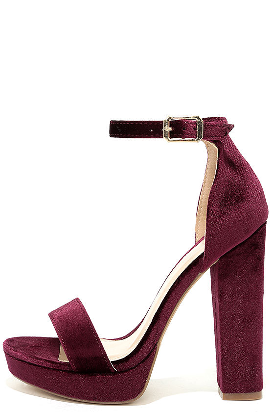 red velvet platform heels