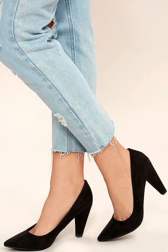 Chic Black Pumps Vegan Suede Pumps Pointed Pumps 27.00 Lulus