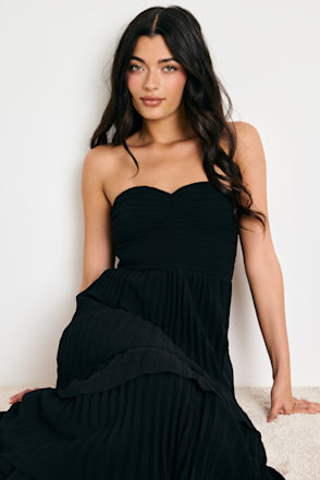 Black Strapless Tiered Maxi Dress | Womens | XX-Small (Available in M, L) | 100% Polyester | Lulus | Homecoming | Holiday Dresses | Prom Black Strapless Tiered Maxi Dress | Womens | XX-Small (Available in M, L) | 100% Polyester | Lulus | Homecoming | Holiday Dresses | Prom
