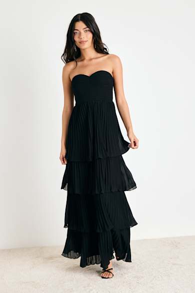 princess polly baby blue dress Yerse Strapless Maxi Dress / Black – shopdidisboutique main image 1