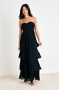 Seriously Sensational Black Strapless Tiered Maxi Dress 2