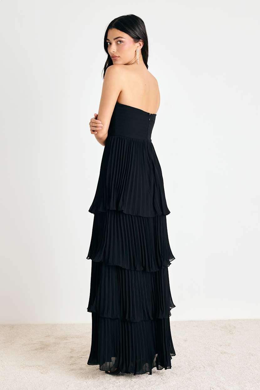 speechless pleated tiered maxi dress Speechless Women's Sleeveless Satin Tiered Pleated Dress  Deep V-Neck,  Built-in Bra Slip, A-Line Skirt, Perfect For Prom, Homecoming, Or Formal  Events