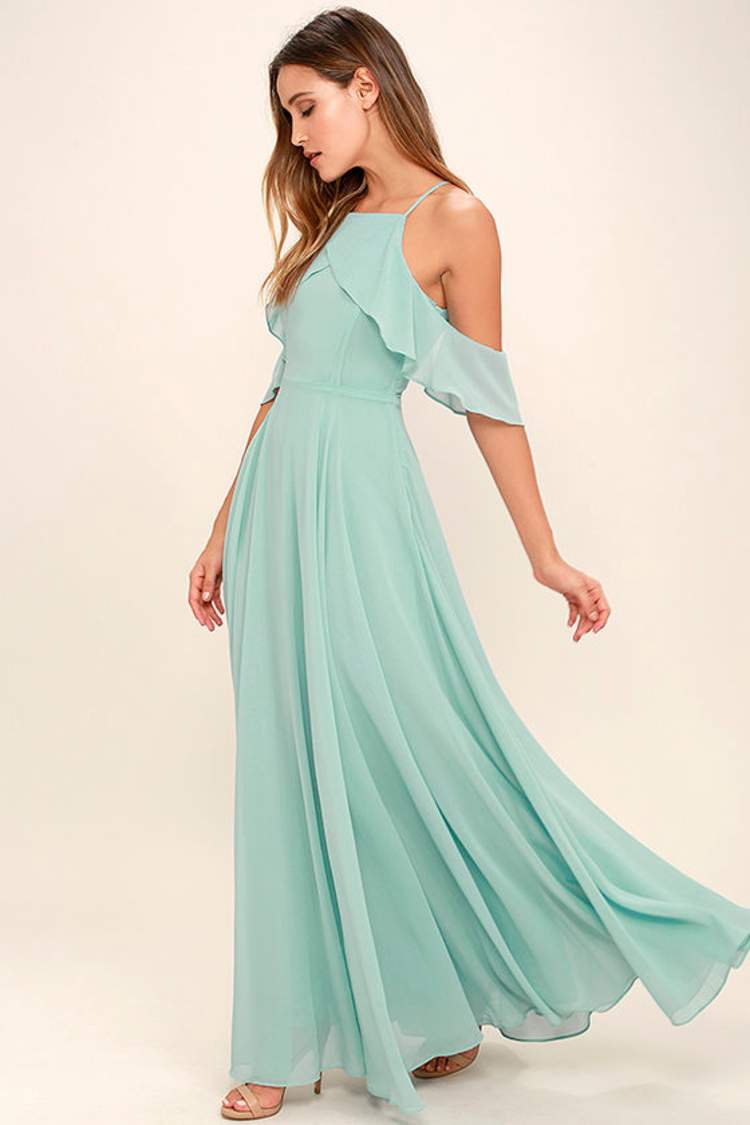 sachin and babi light blue dress Mint Green Bridesmaid Dress,Sweetheart Bridesmaid Dress,Long Chiffon B main image 0
