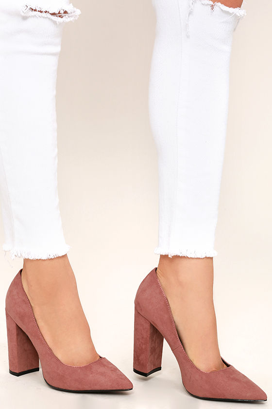 Chyna Mauve Suede Pointed Pumps