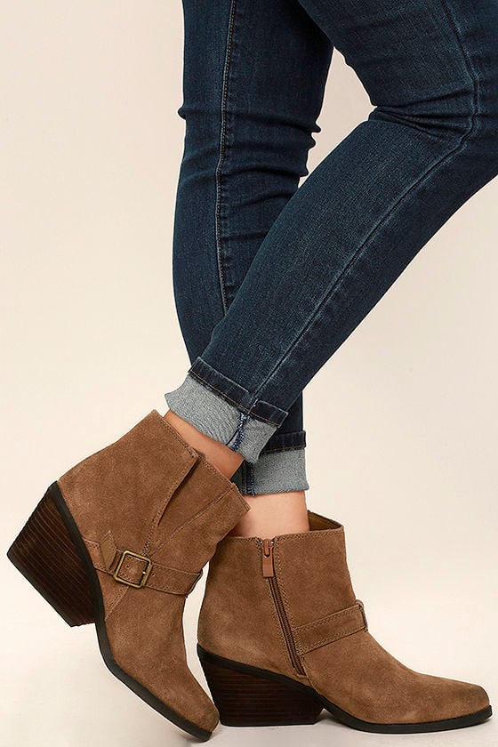 Very Volatile Melina Light Brown Suede Leather Wedge Booties