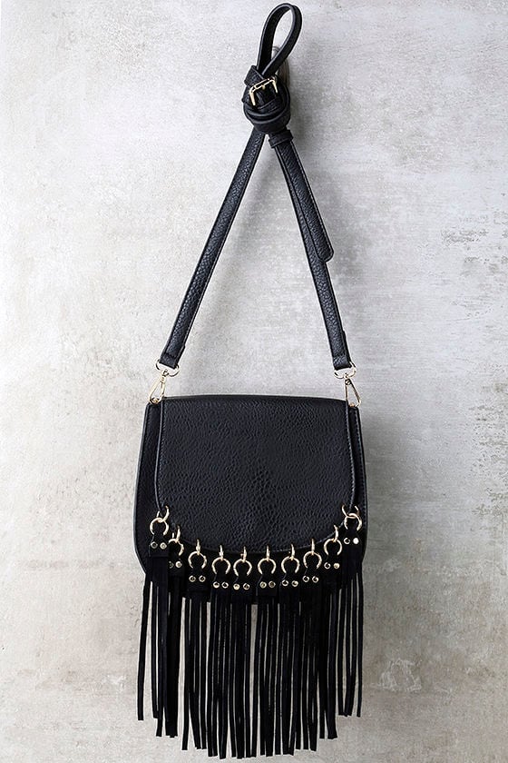 Black Fringed Bag