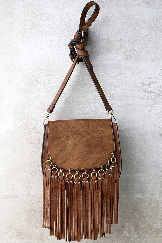 BROWN LEATHER FRINGE PURSE | PURPLE LEOPARD BOUTIQUE