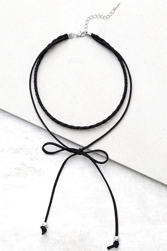 Everyday is a Winding Road Black Suede Layered Choker Necklace
