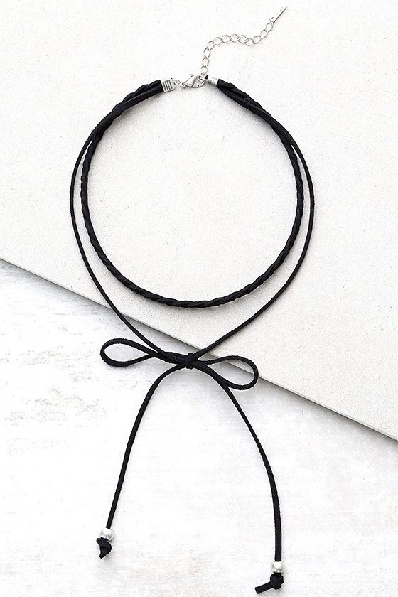 Everyday is a Winding Road Black Suede Layered Choker Necklace 2