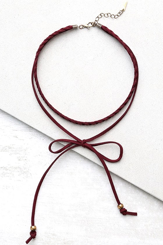 burgundy choker necklace