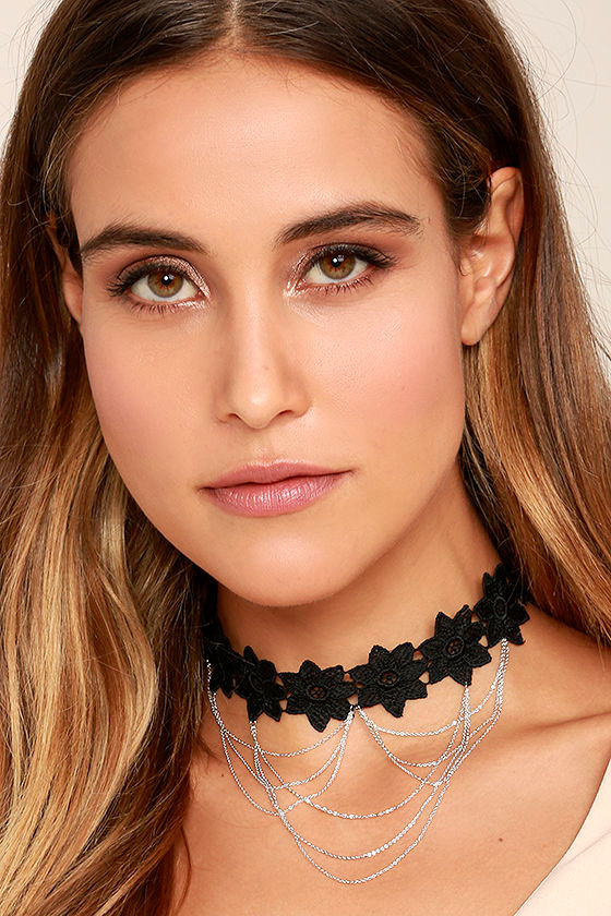 Cool Black and Silver Necklace - Layered Necklace - Choker