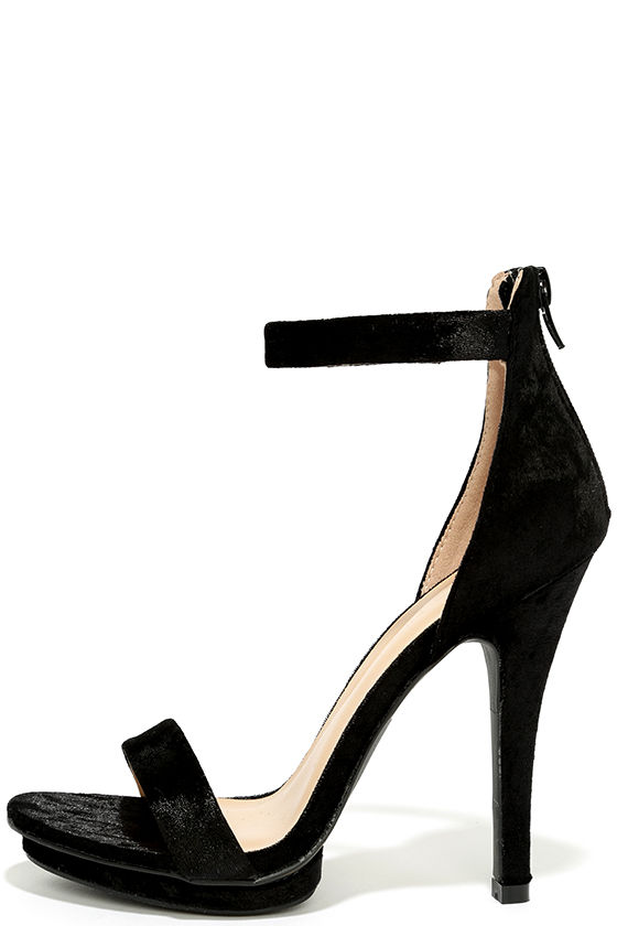 Velvet Heels - Ankle Strap Heels 