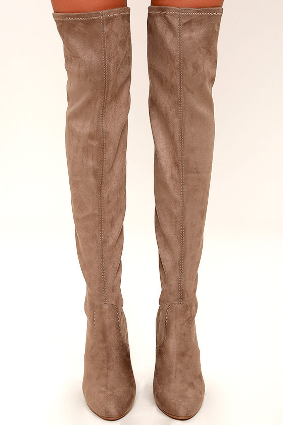 Steve Madden Emotions Taupe Suede Over the Knee Boots