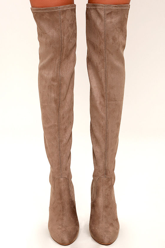 Steve Madden Emotions Taupe Suede Over the Knee Boots 2