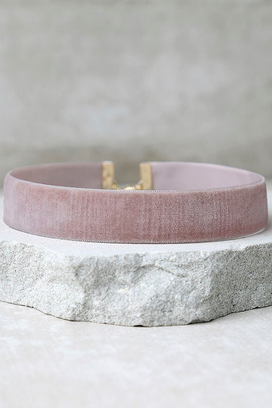 pink velvet choker