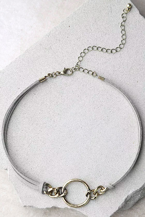 Reunion of the Heart Grey and Gold Choker Necklace