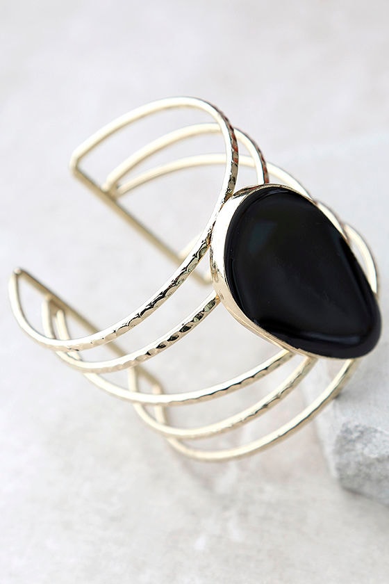 Wandering Star Black and Gold Cuff Bracelet