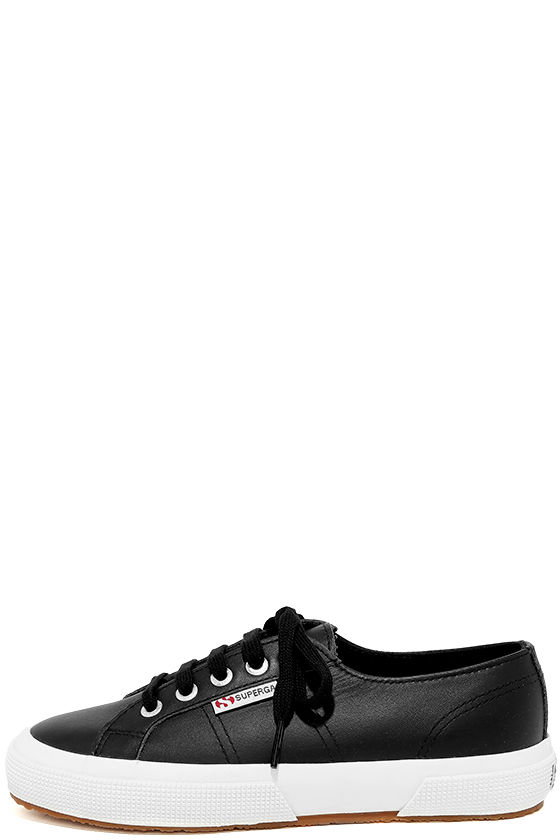 Superga 2750 FGLU Black Leather Sneakers 2