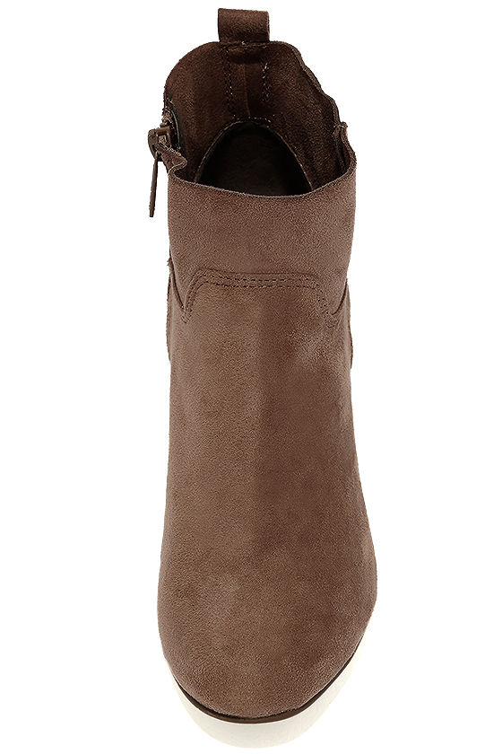 suede taupe booties