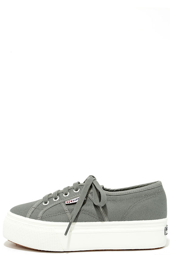 grey superga platform sneakers