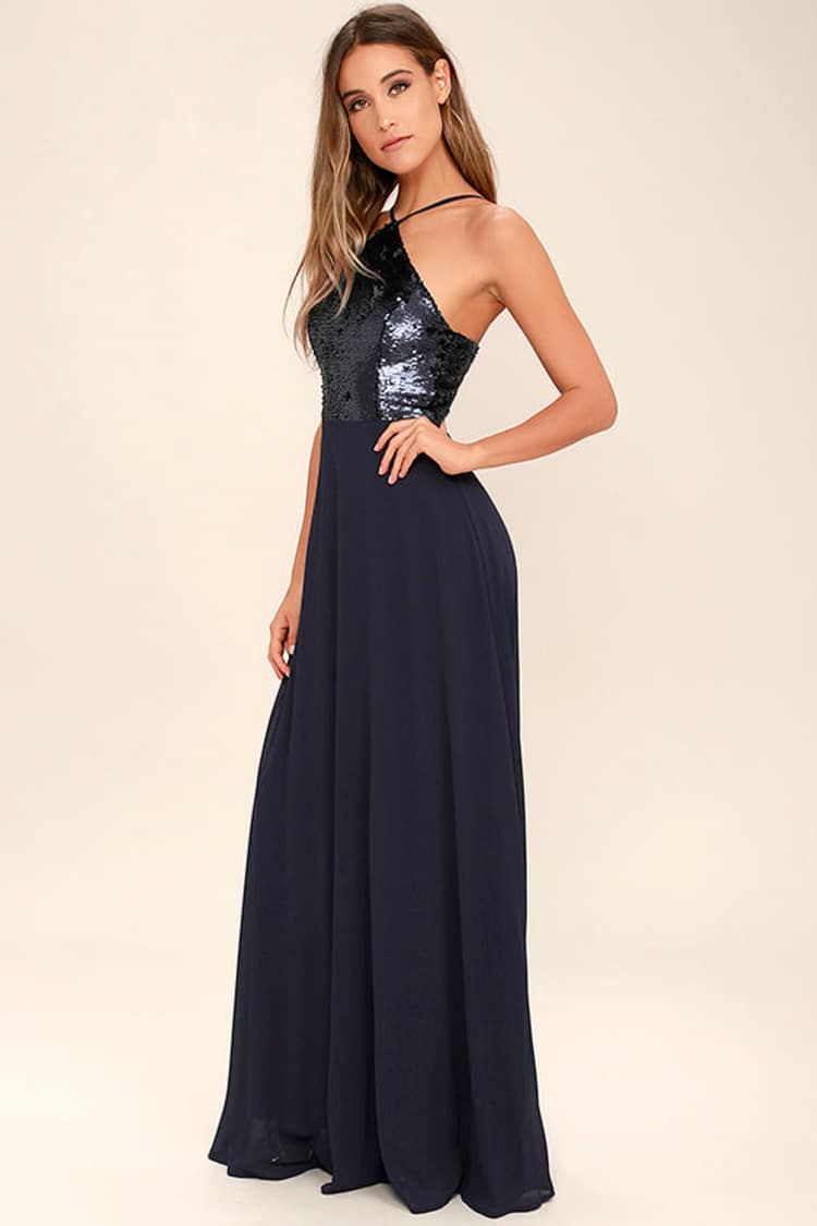 Lovely Navy Blue Dress - Maxi Dress - Sequin Dress - $89.00 - Lulus