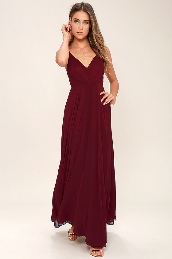 wine red maxi dress