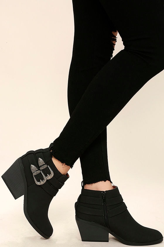 black wedge booties with zipper