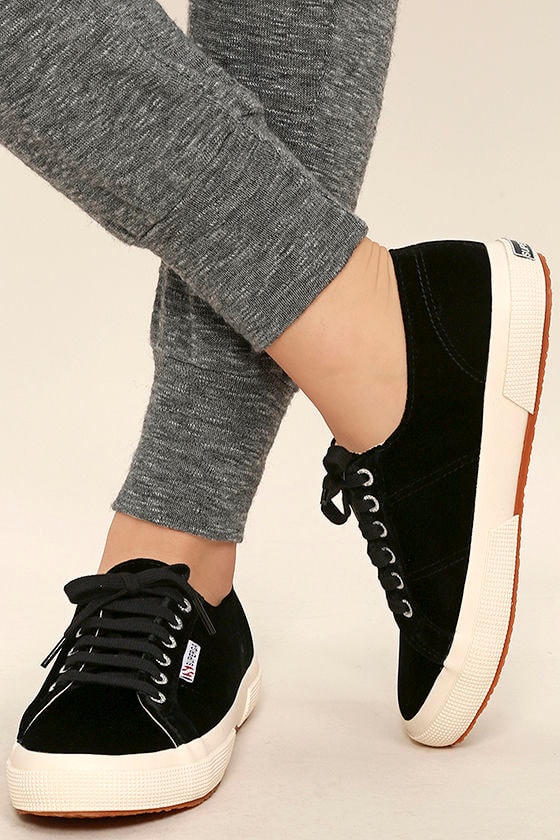 superga black velvet sneakers