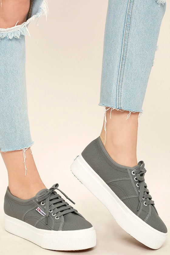 grey platform slip ons