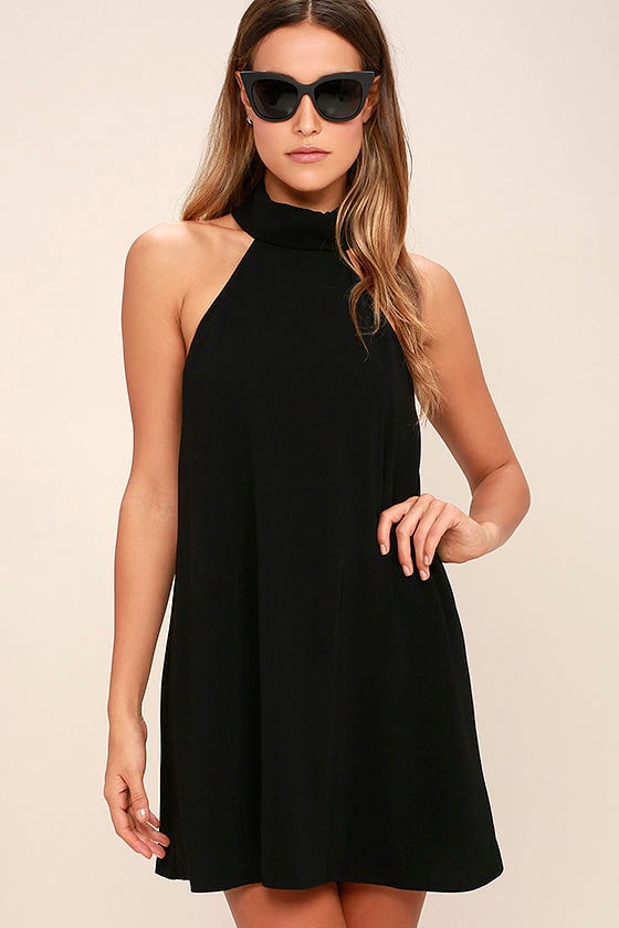 Chic Black Swing Dress Black Dress Sleeveless Dress Lulus