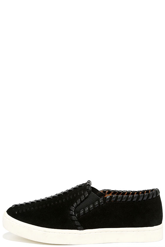 slip on sneakers black leather