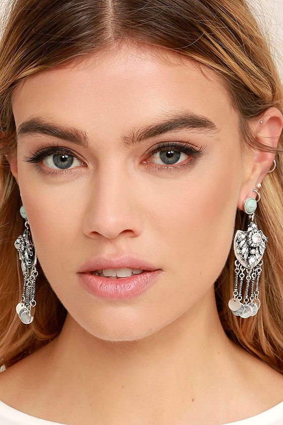 Stunning Silver Rhinestone Earrings Statement Earrings 15.00 Lulus