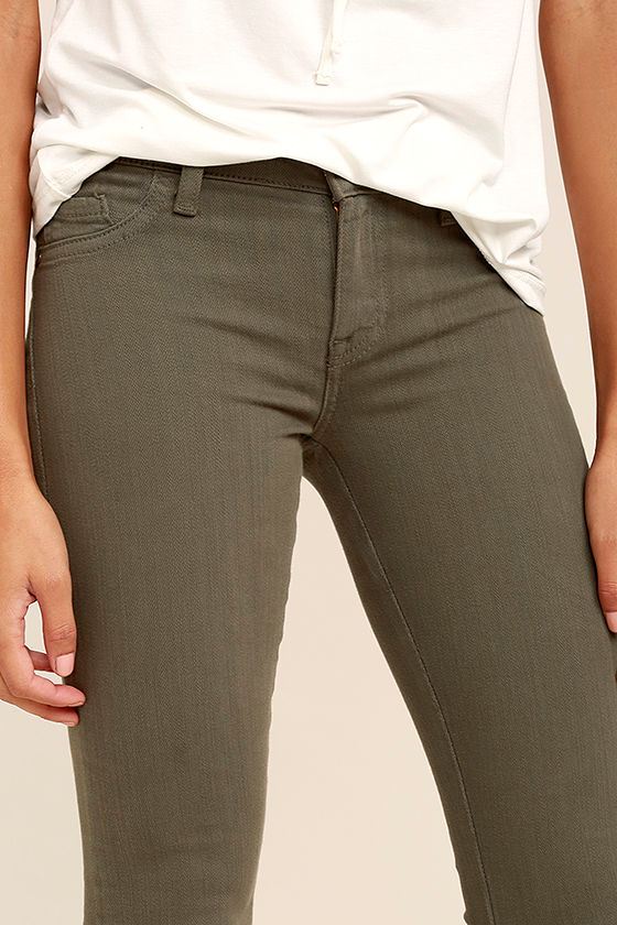 Cool Olive Green Jeans Skinny Jeans Ankle Jeans 78.00