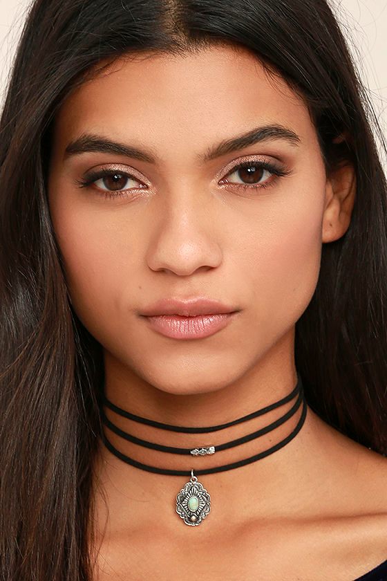 Cute Black Choker - Black and Silver Choker - Vegan Leather Choker ...