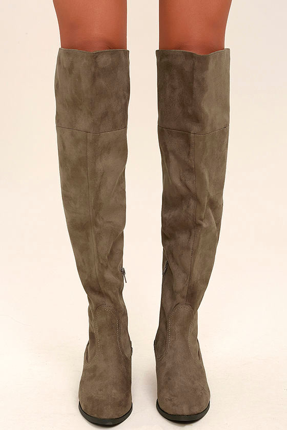 taupe over the knee suede boots