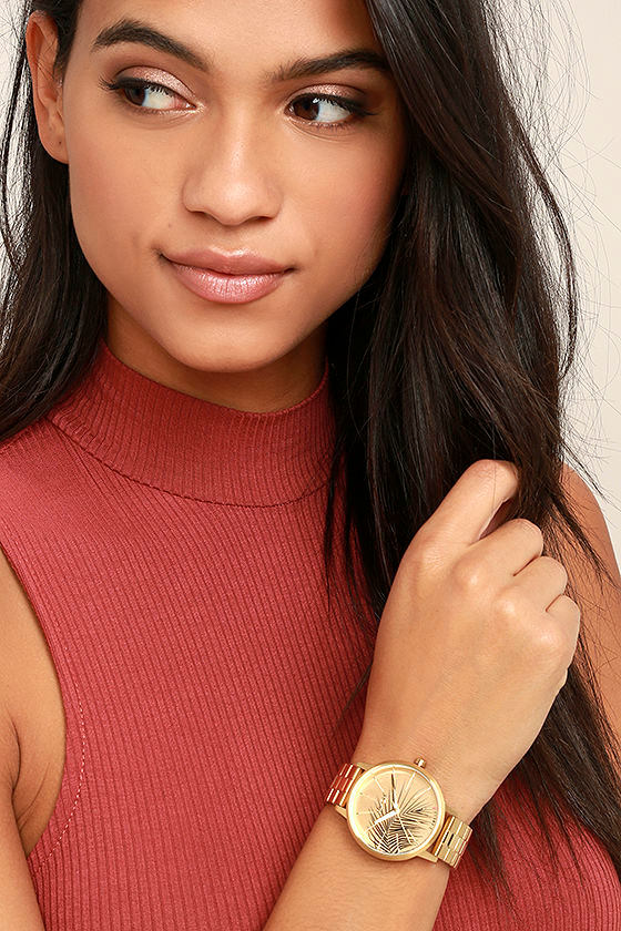 Nixon X Amuse Society Watch - Kensington Watch - Gold Palm Print
