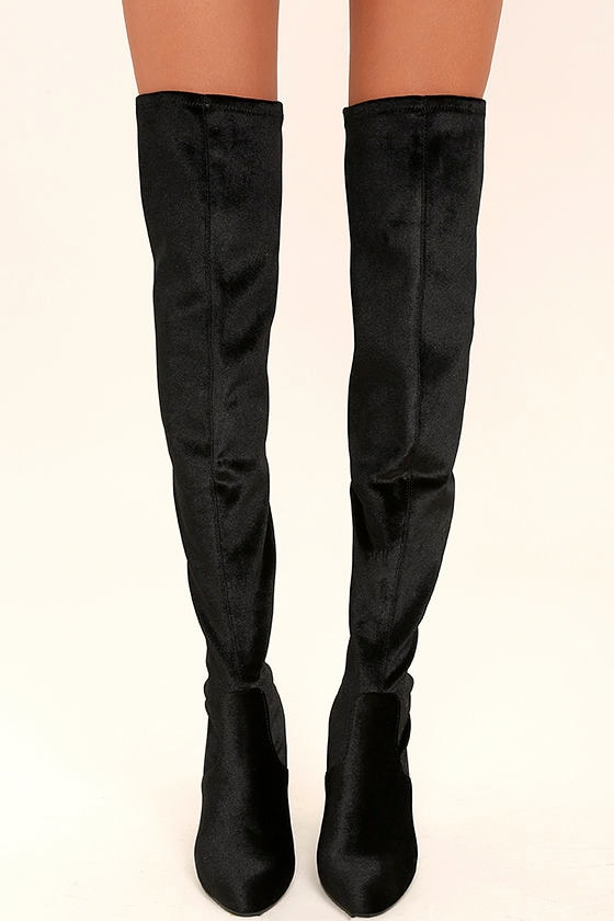 Steve Madden Emotionv Black Velvet Over the Knee Boots