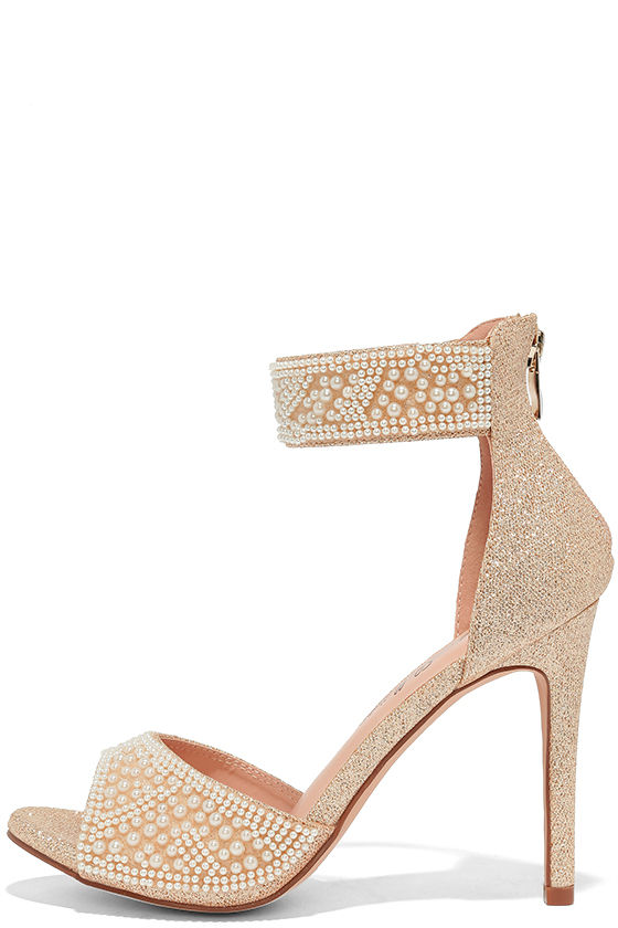 gold color heels