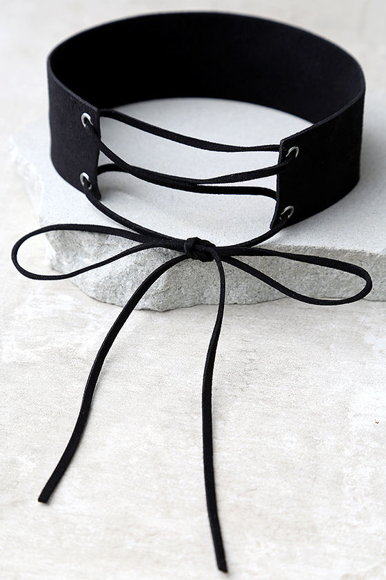 black tie up choker